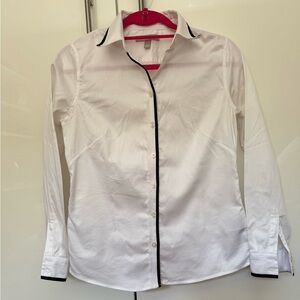 White Button-Up Shirt with Black Trim ( Banana Republic)